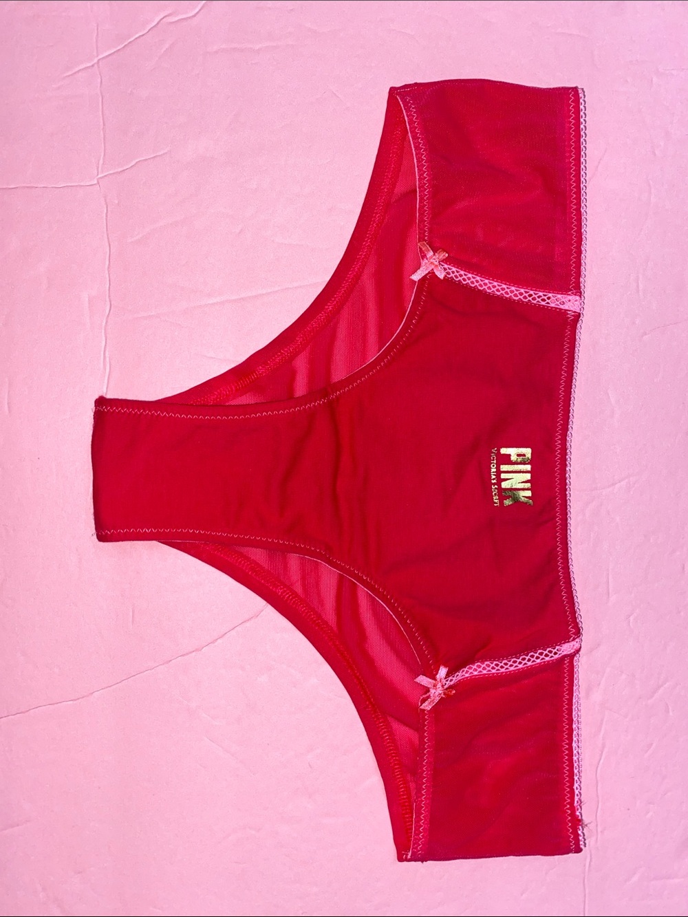 NEW 2012 VS Pink mesh extra low rise ruched back hipster panties RARE